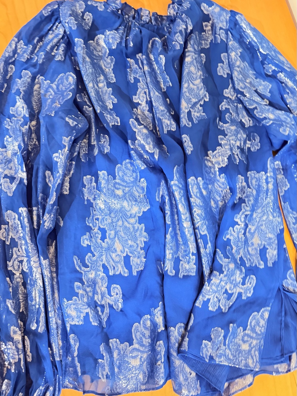Kobi Halperin blue metallics blouse